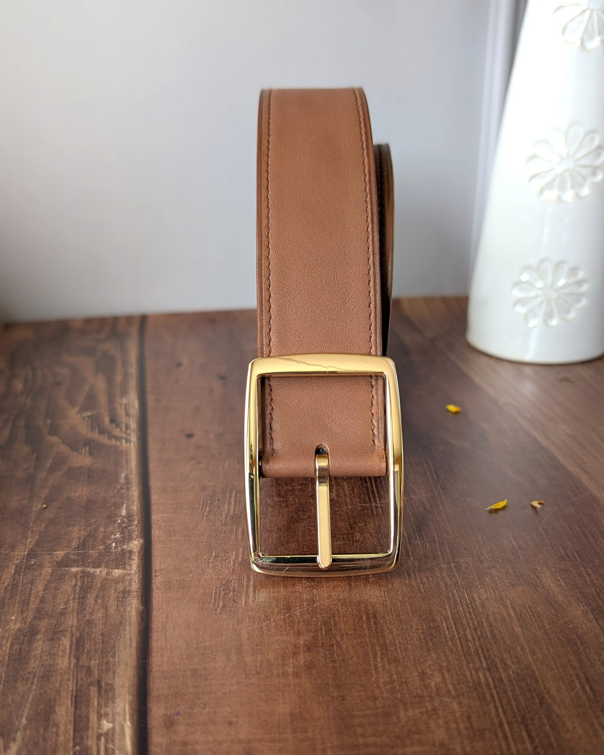 ceinture-boucle-3-5cm-doree ceinture en cuir pour homme et femme, ceinture réversible finition 3,5cm dorée