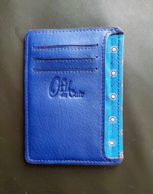 Porte cartes bancaire et carte d'identité en cuir bleu maroquinerie artisanale française Lyon
