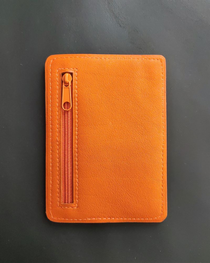 Portefeuille femme cuir orange porte carte bancaire aluminium