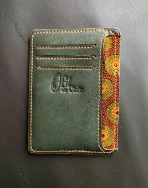 Porte cartes bancaire et carte d'identité en cuir vert maroquinerie artisanale française Lyon