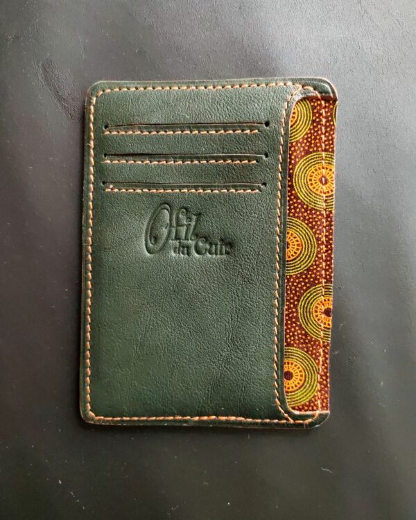 Porte cartes bancaire et carte d'identité en cuir vert maroquinerie artisanale française Lyon