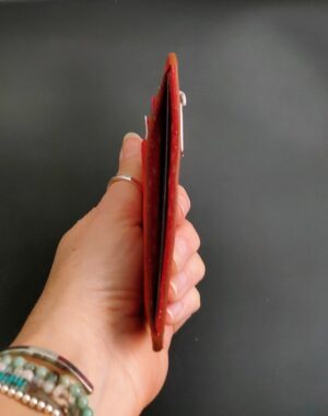 Porte cartes bancaire et carte d'identité extra fin en cuir rouge maroquinerie artisanale française Lyon