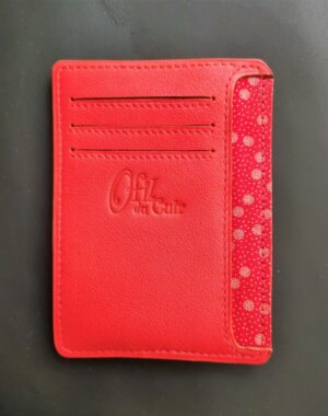Porte cartes bancaire et carte d'identité en cuir rouge élégant maroquinerie artisanale française Lyon