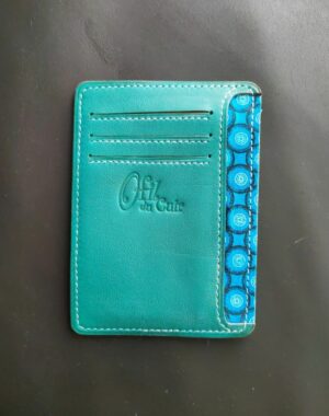 Porte cartes bancaire et carte d'identité en cuir vert maroquinerie artisanale française Lyon