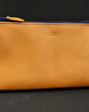 Pochette trousse cuir camel maroquinerie artisan lyon ofilducuir