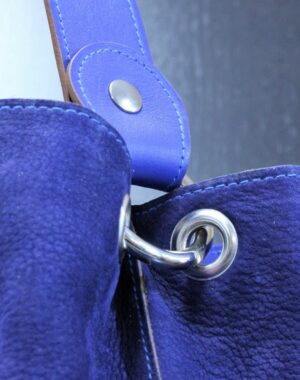 Sac à main cuir nubuck bleu ofilducuir