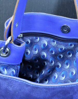 Sac à main seau en cuir doublé tissu africain ofilducuir