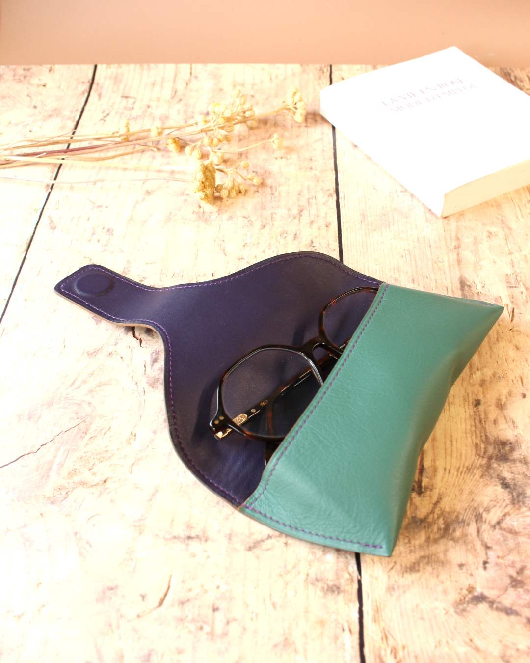 Etui-en-cuir-vert-et-bleu-pour-lunettes