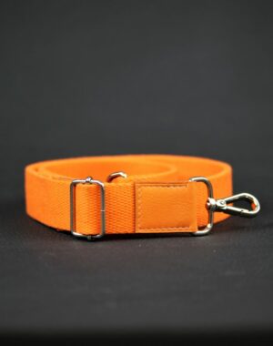 Bandoulière amovible en coton orange avec mousquetons pour pochette homme en cuir